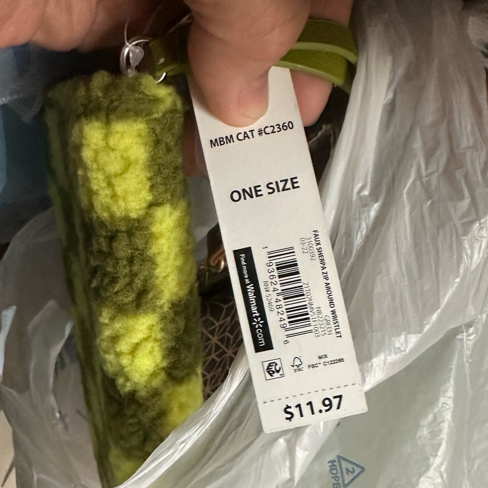 Faux Sherpa Zip Around Wristlet